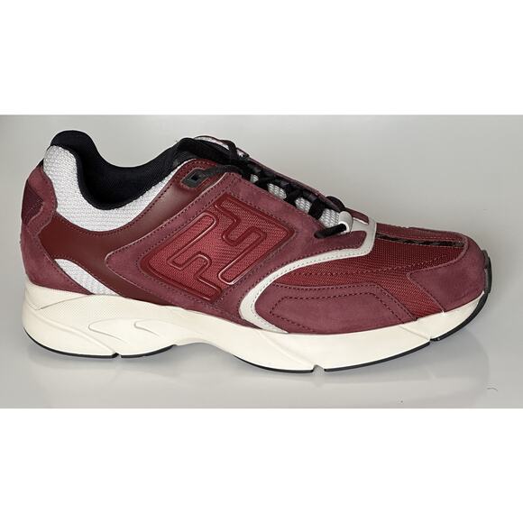 NIB $1100 Fendi FF Logo Fabric/Leather Burgundy Sneakers 12 US (45 Eu) 7E1555 main image 5